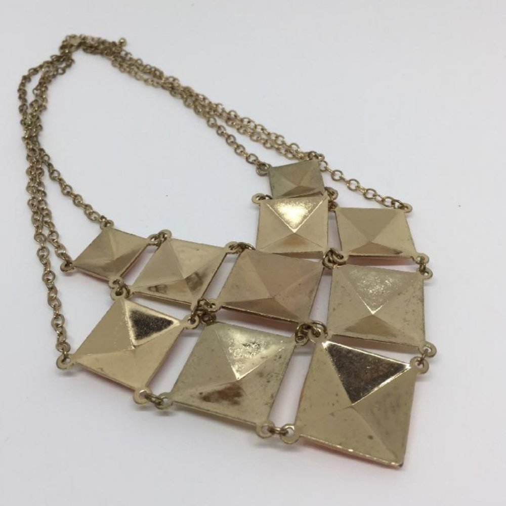 Gold Modern Geometric Peach Bib Necklace Lotus Gin - image 4